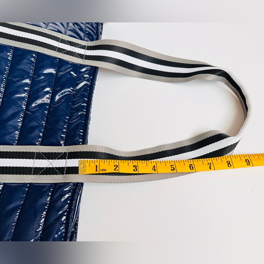 Think Royln Patent Wingman Puffer Tote Large Cobalt Blue Travel Shoulder Bag - Picture 15 of 16